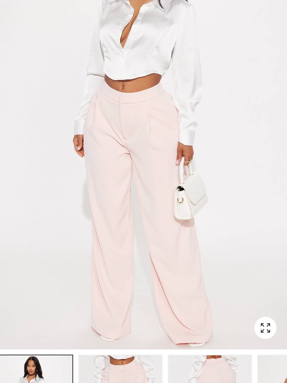 Fashion Nova High-Waist Wide Leg Pants - Blush Pink